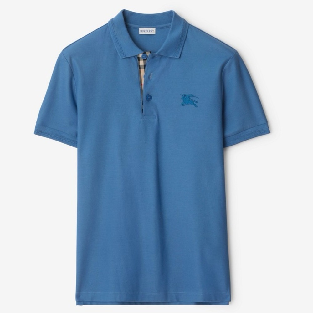 Burberry Polo Shirt Cotton pool blue check gender reveal baby shower sz xxl